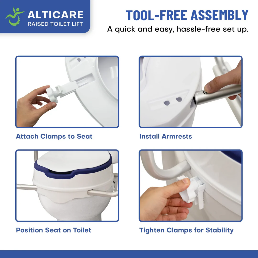AltiCare 5” Non-Slip Raised Toilet Seat with Arms - Universal Fit - Image 6
