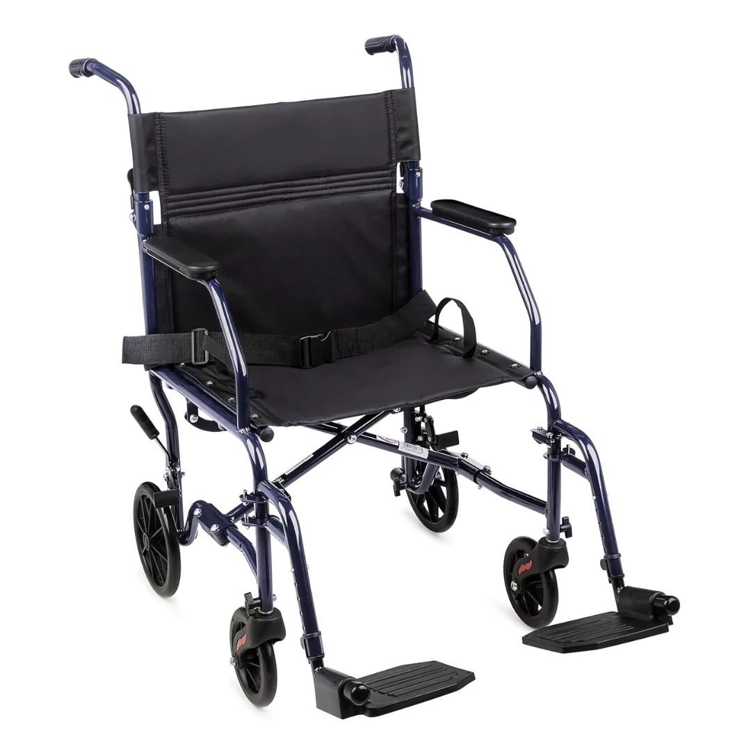 Carex Folding Steel Transport Wheelchair - 19" Seat