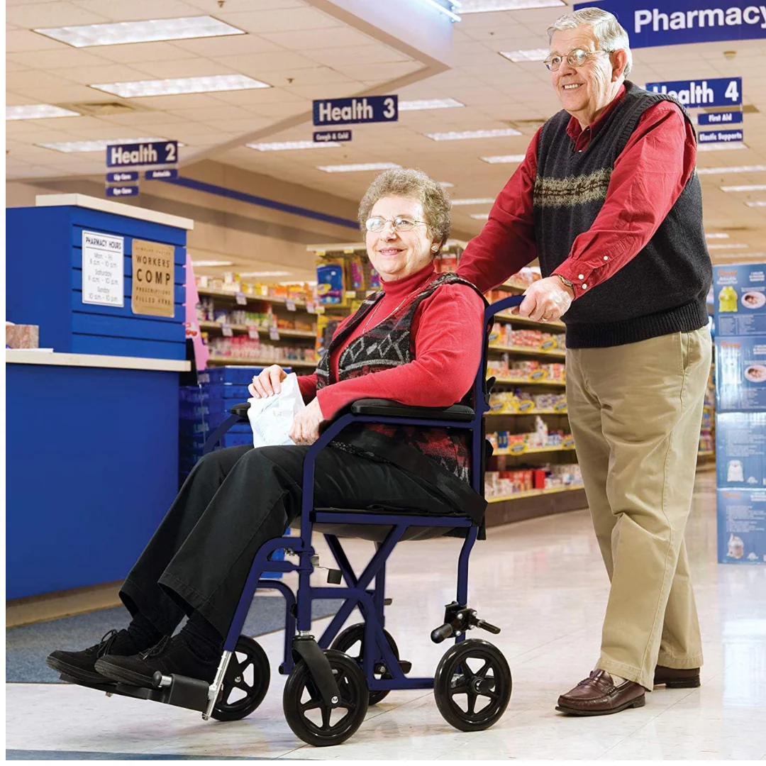 Carex Folding Steel Transport Wheelchair - 19" Seat - Image 9