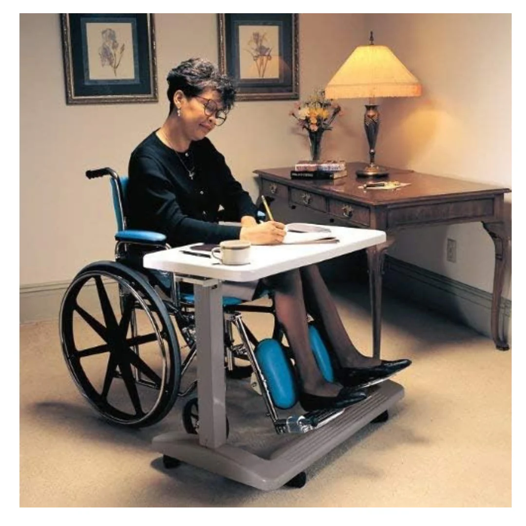Carex Height Adjustable Rolling Overbed Table with XL Surface - Image 9