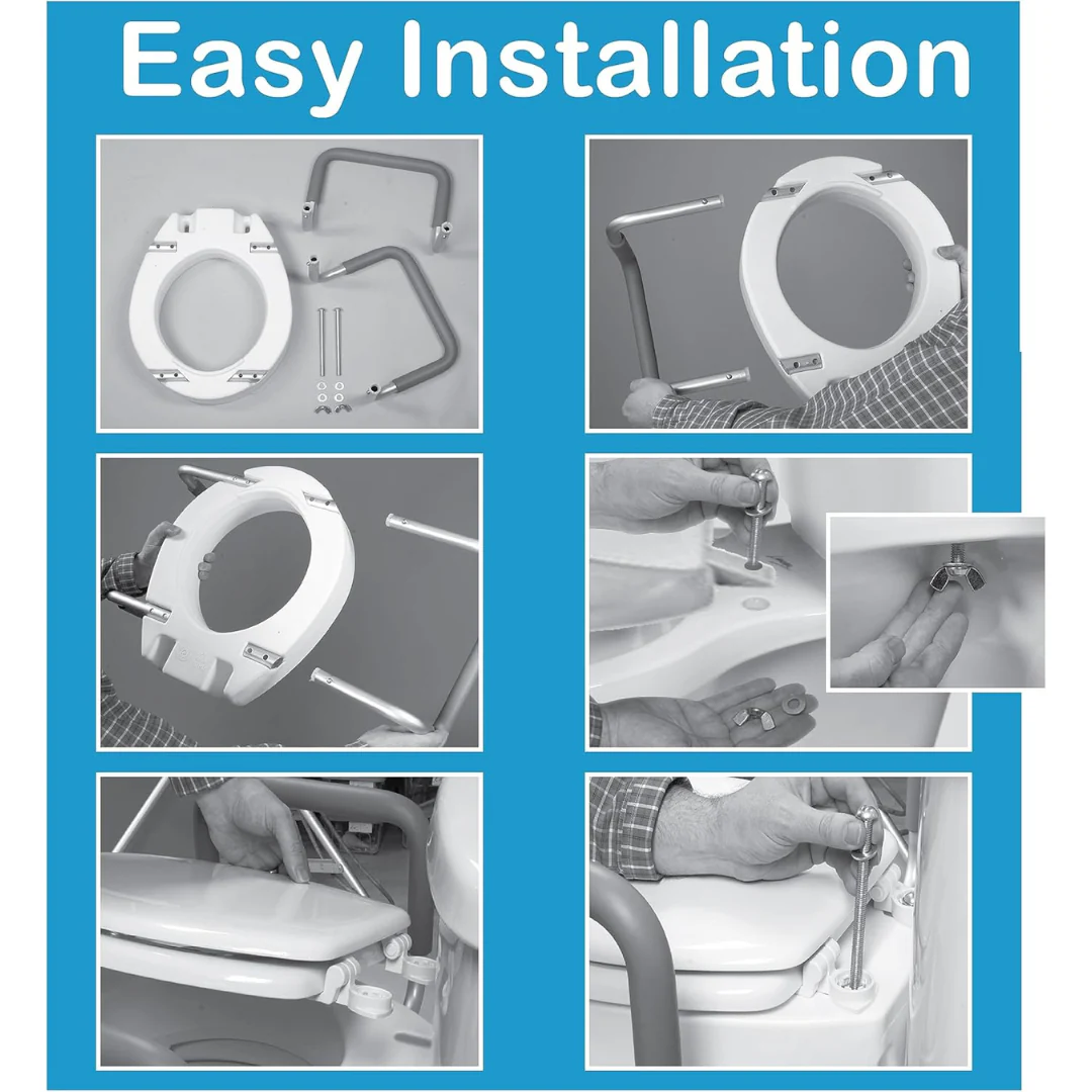 Carex 3.5" Raised Toilet Seat with Arms - Image 6
