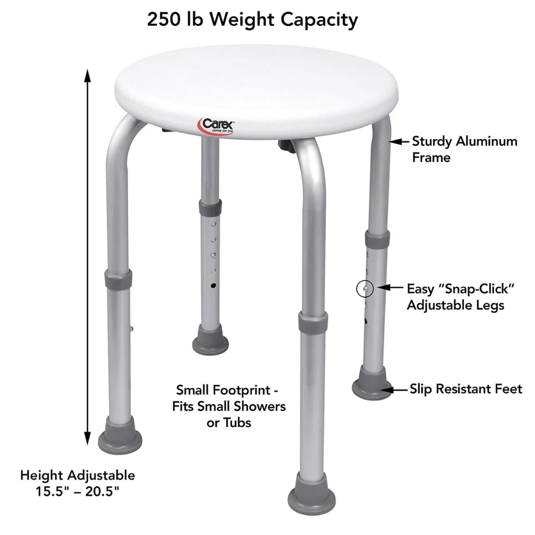 Carex Shower Stool - Portable & Height Adjustable - Image 2