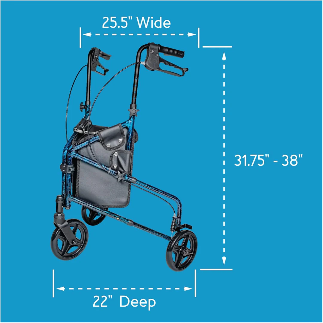 Carex Trio Roller 3-Wheel Walker Rollator - Image 10