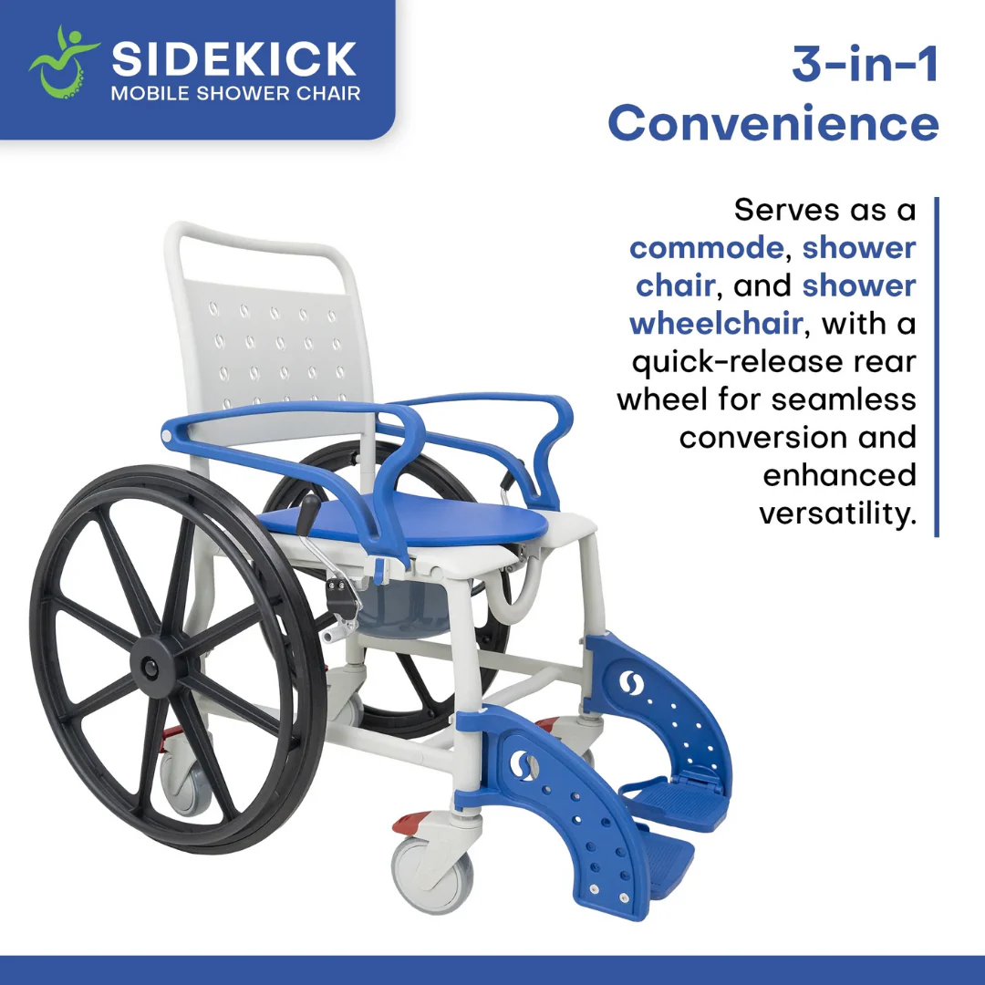 Climbing Steps Sidekick Shower Chair with Commode Opening - Image 3