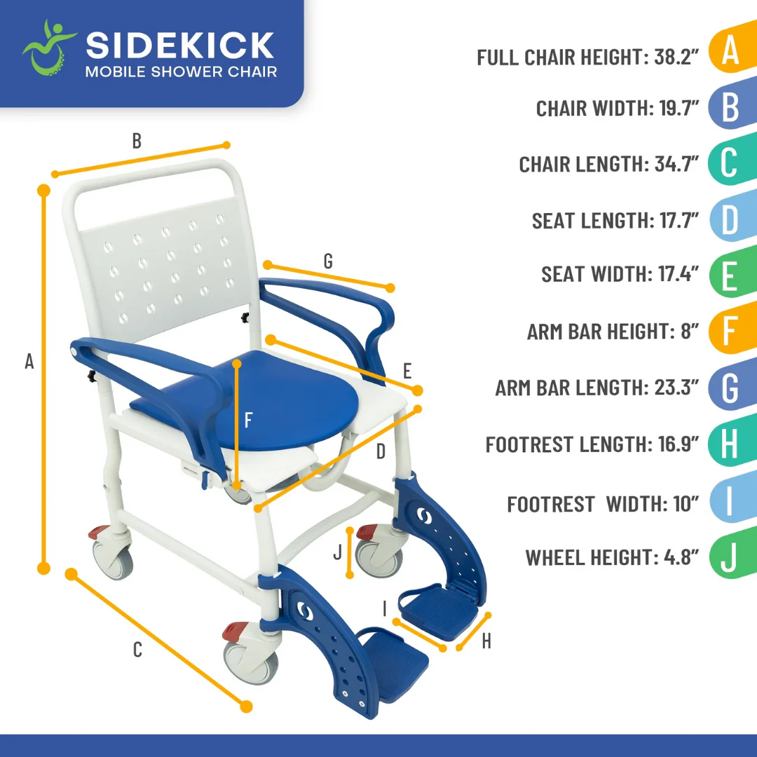 Climbing Steps Sidekick Shower Chair with Commode Opening - Image 6