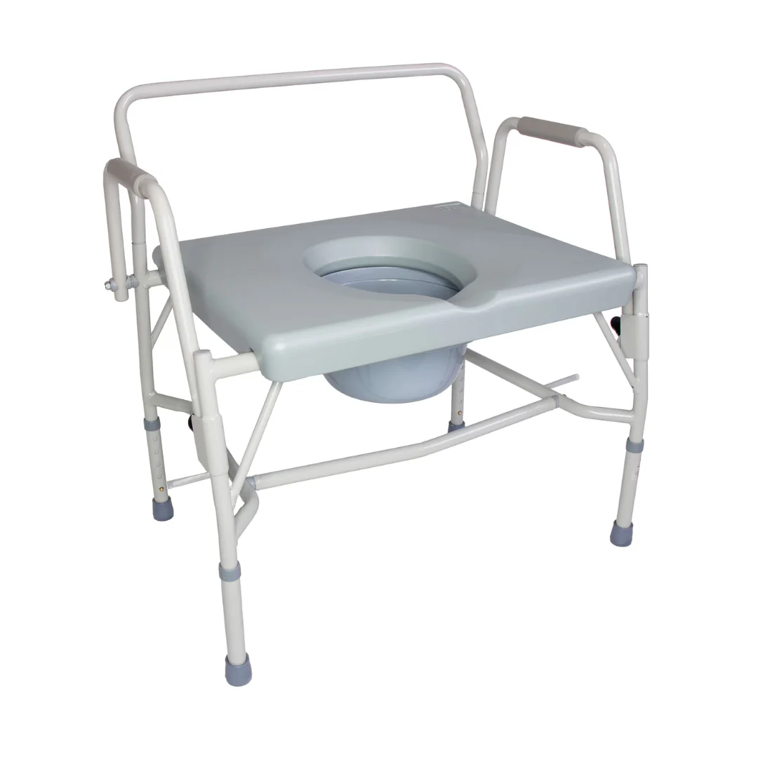 DMI Drop Arm Portable Bariatric Toilet Commode w/ Extra-Wide Seat