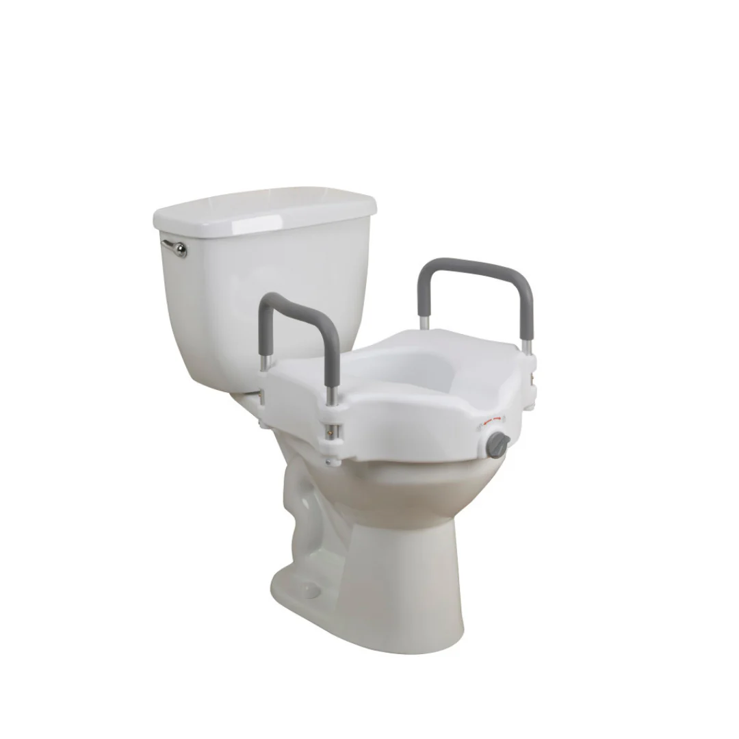 Drive 2-in-1 Locking Raised Toilet Seat with Removable Arms - 5" Rise - Image 2