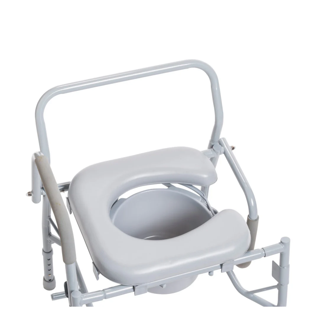 Drive Drop Arm Steel Commode with Padded Seat - Image 8