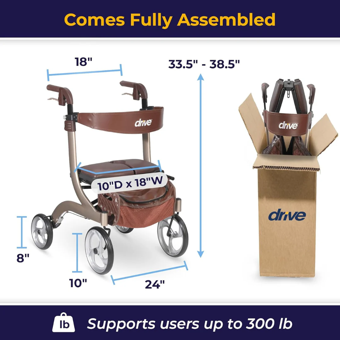 Drive Nitro® DLX Rollator - Foldable Deluxe Rolling Walker - Image 11