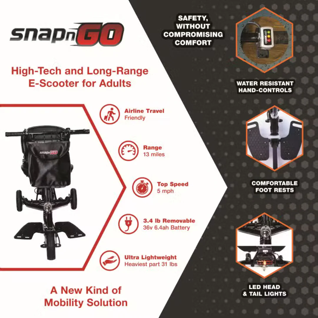 Glion SnapnGO Ultralight Folding Mobility Scooter - Airline Approved - Image 4