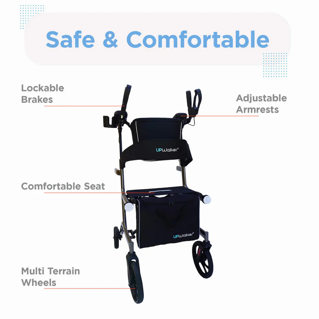 Journey UPWalker Premium Lite Upright Rolling Walker - Dark Silver - Image 4