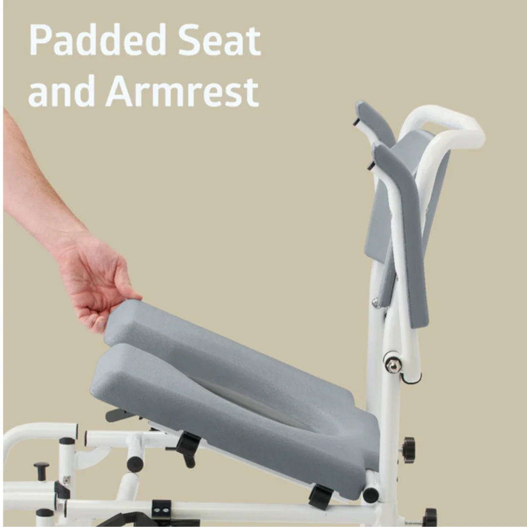 Medline Aluminum Padded Shower Chair Commode - Open Box - Image 11