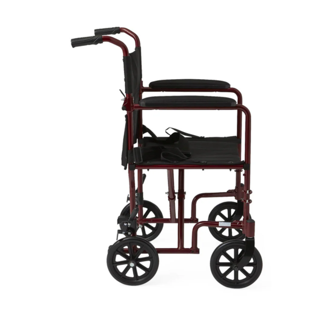 Medline Basic Aluminum Transport Chair with Fixed Full-Length Armrests - Image 10