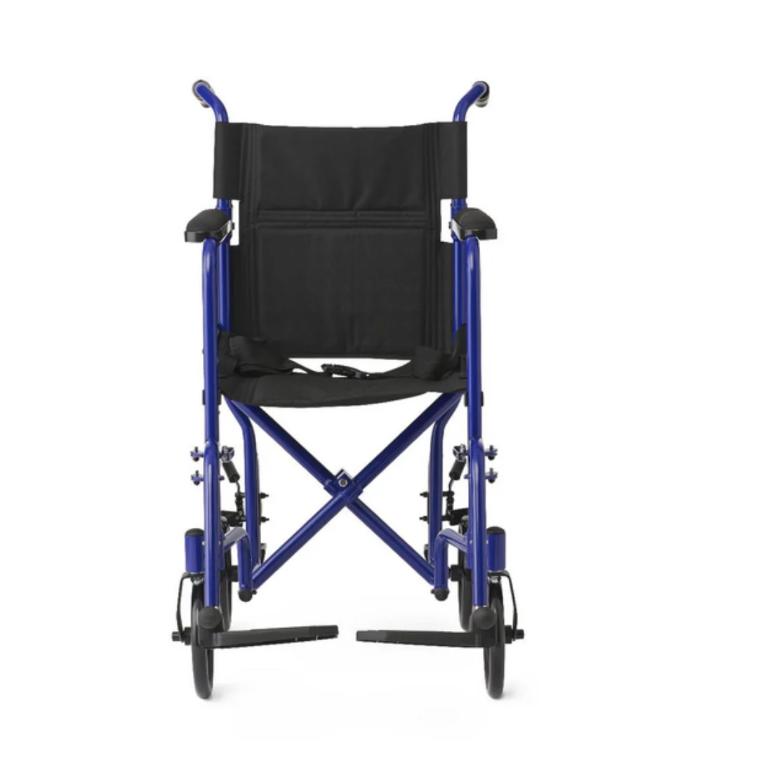 Medline Basic Aluminum Transport Chair with Fixed Full-Length Armrests - Image 3