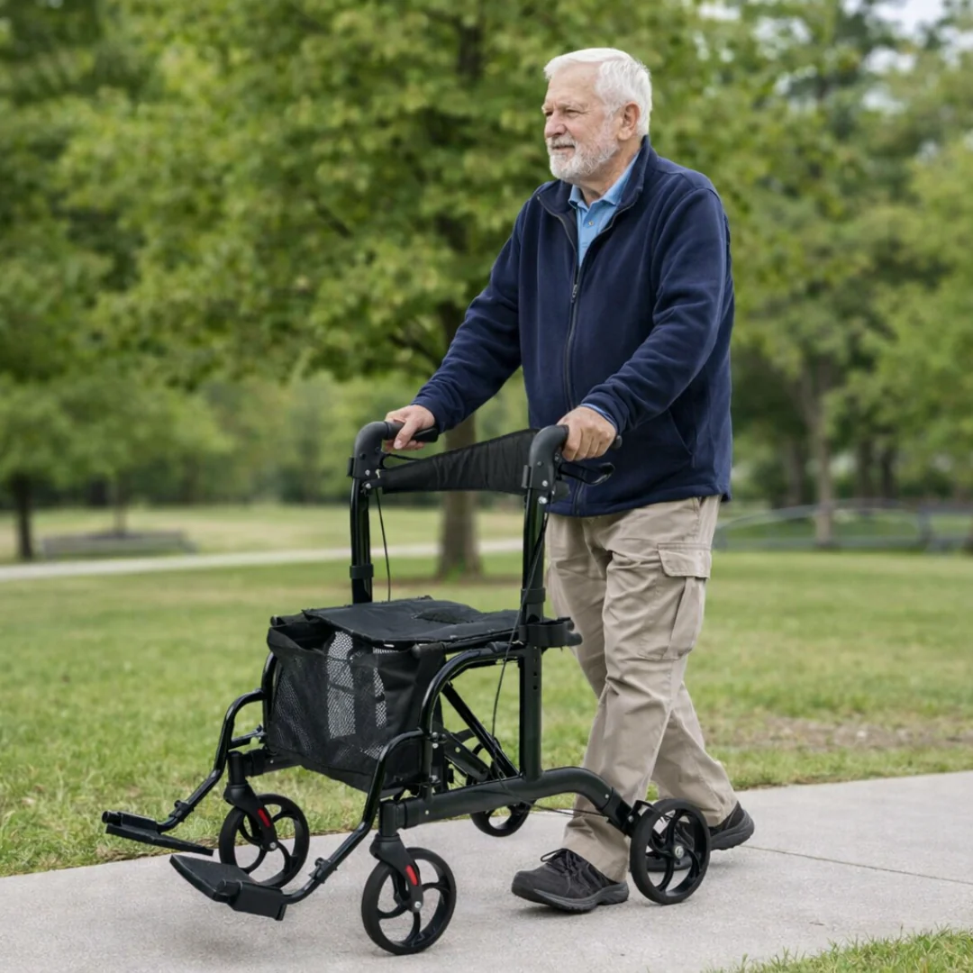 Medline Euro Translator Hybrid Transport Chair and Rollator - Image 3