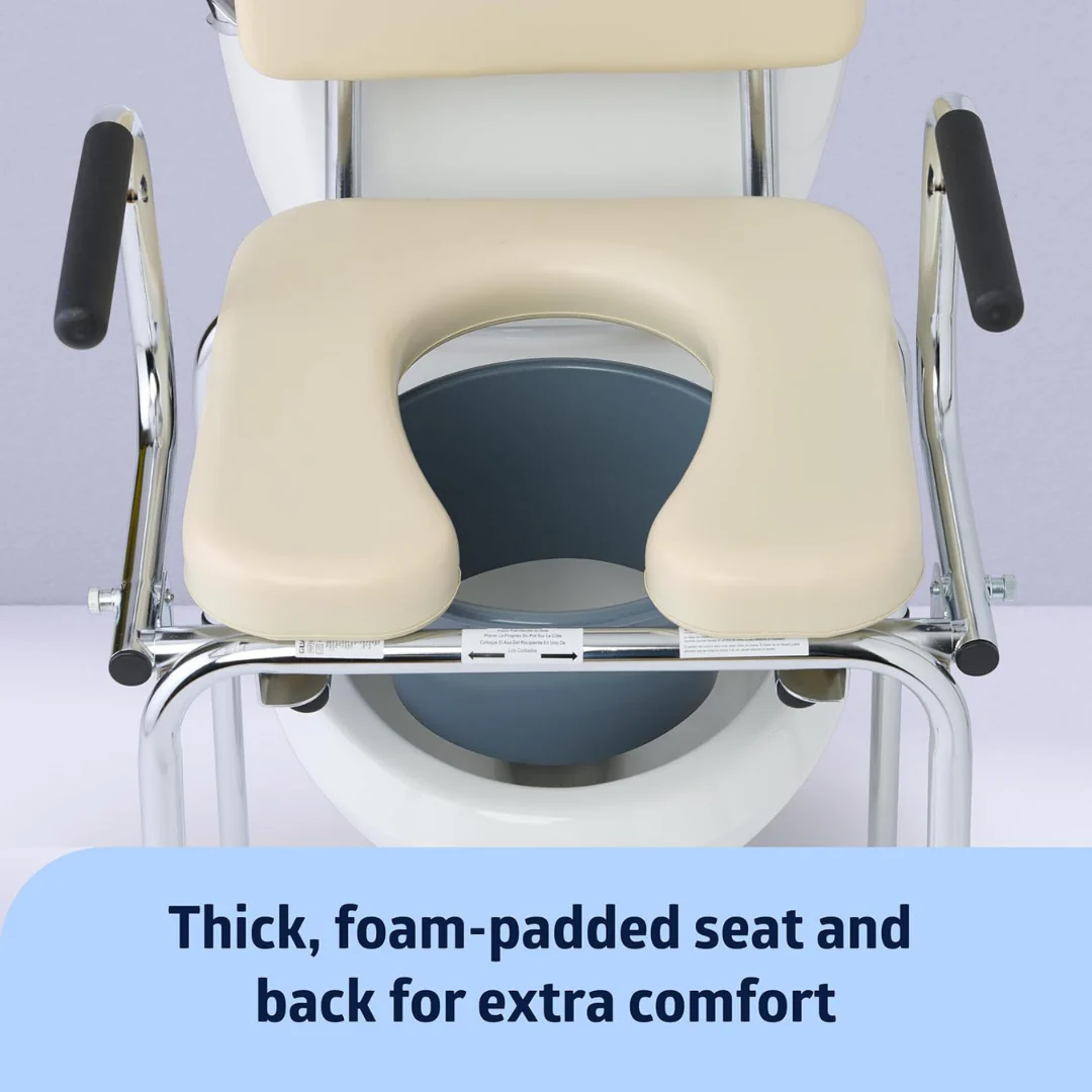 Medline Padded Bedside Drop-Arm Commode - Image 6