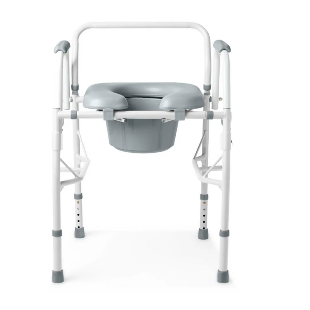 Medline Steel Drop-Arm Bedside Commode with Padded Seat - Image 2