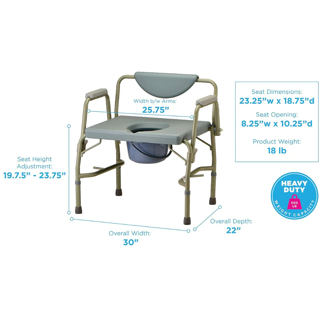 Nova Bariatric Bedside Commode with Drop-Arm Extra Wide Seat - Image 5