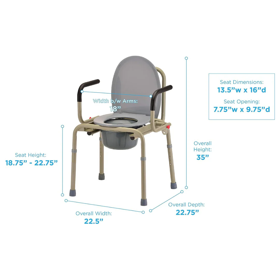 Nova Drop Arm 3-In-1 Commode - Stand Alone or Over Toilet - Image 14