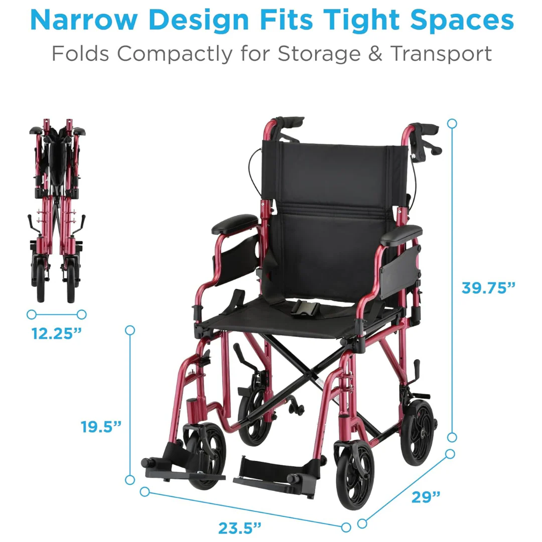 Nova Medical 350 Lightweight Aluminum Folding Transport Chair - Image 9
