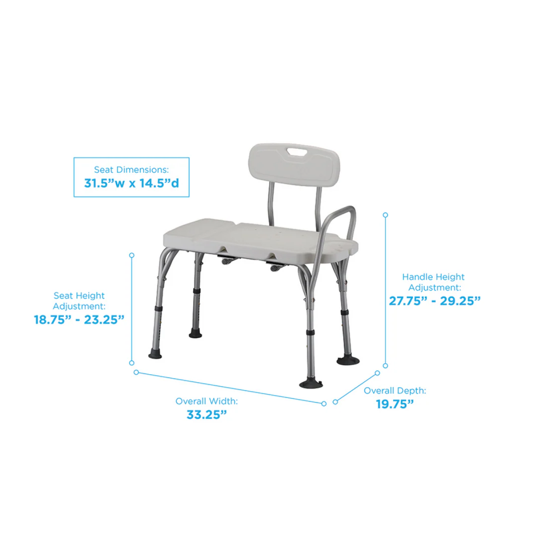 Nova Medical Deluxe Bathtub Transfer Bench With Soap Tray & Detachable Back - Image 2