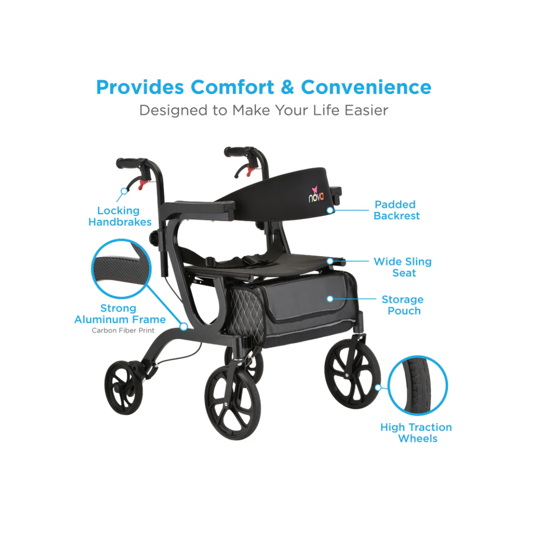 Nova Medical Gemini 2-in-1 Rollator Transport Chair - Image 6