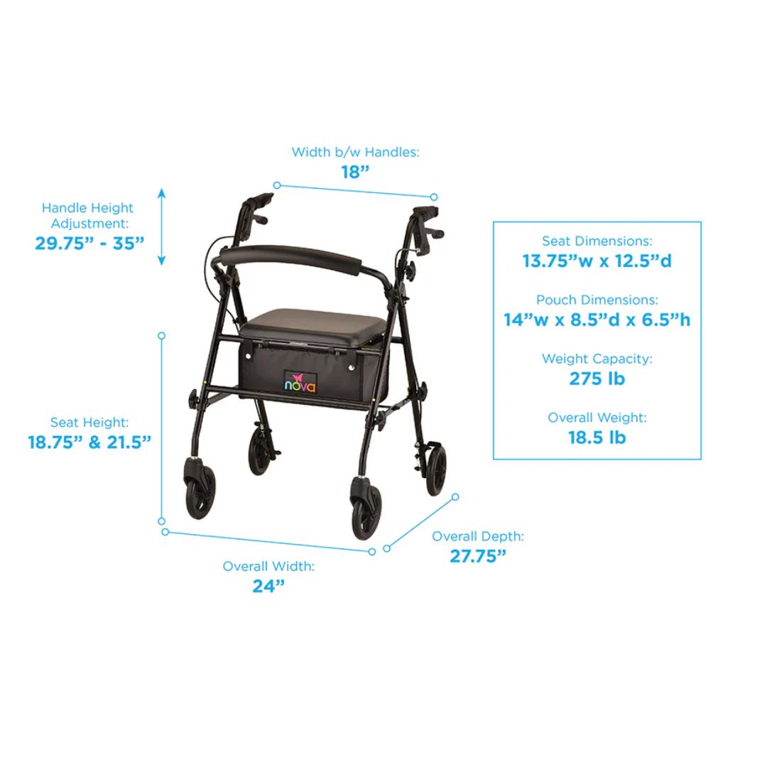 Nova Medical Journey Steel Lightweight Folding Rollator - Image 4
