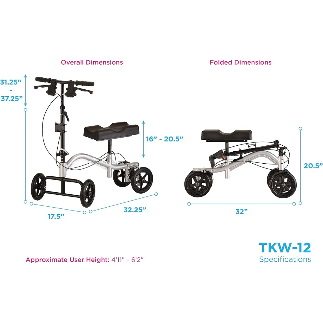 Nova Medical Turning Folding Knee Walker - Height Adjustable - Image 9