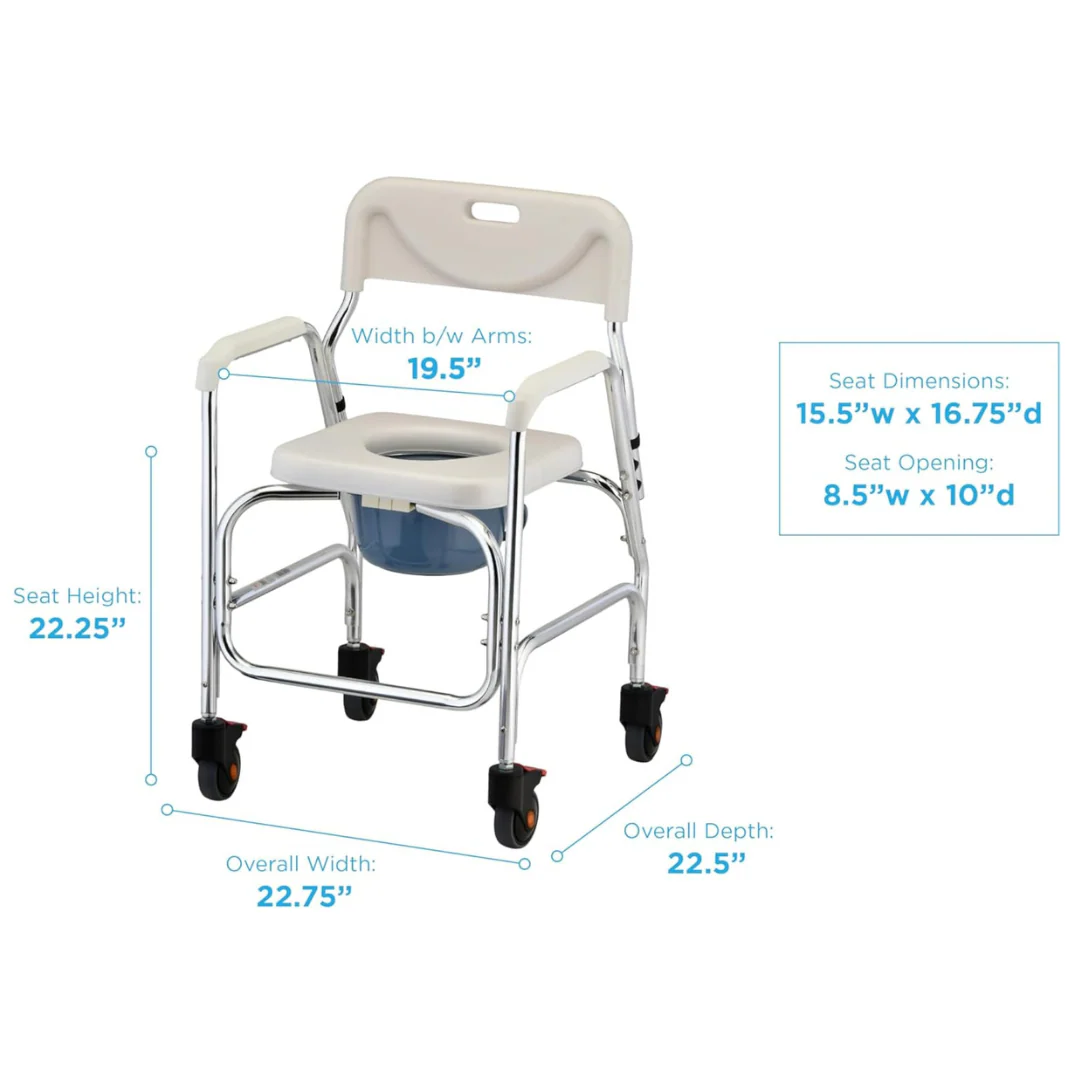 Nova Medical Shower Chair and Commode with Locking Wheels - Image 3