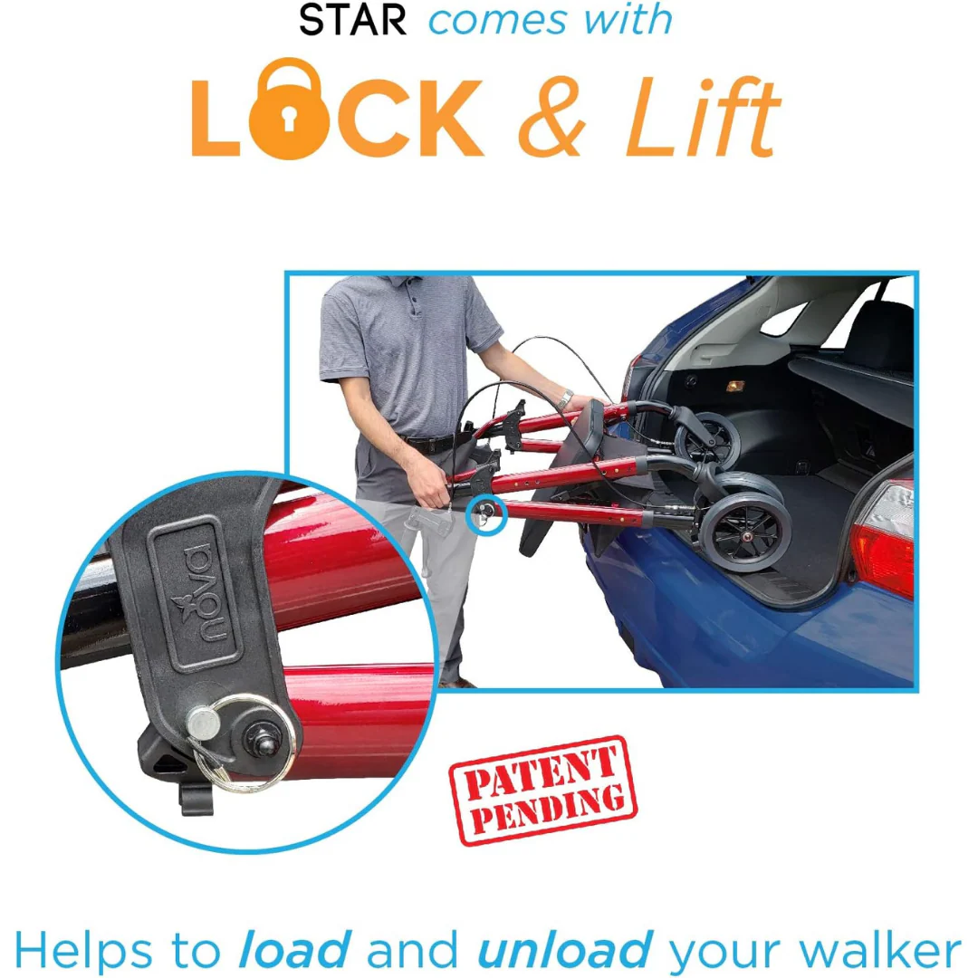 Nova Medical Star 8 Lightweight Rollator - Height Adjustable Seat and Handles - Image 2