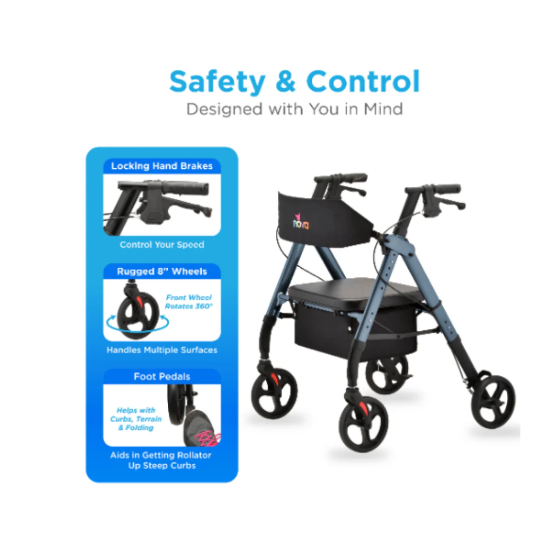 Nova Medical Star HD Bariatric Rollator with XL Backrest - Image 4
