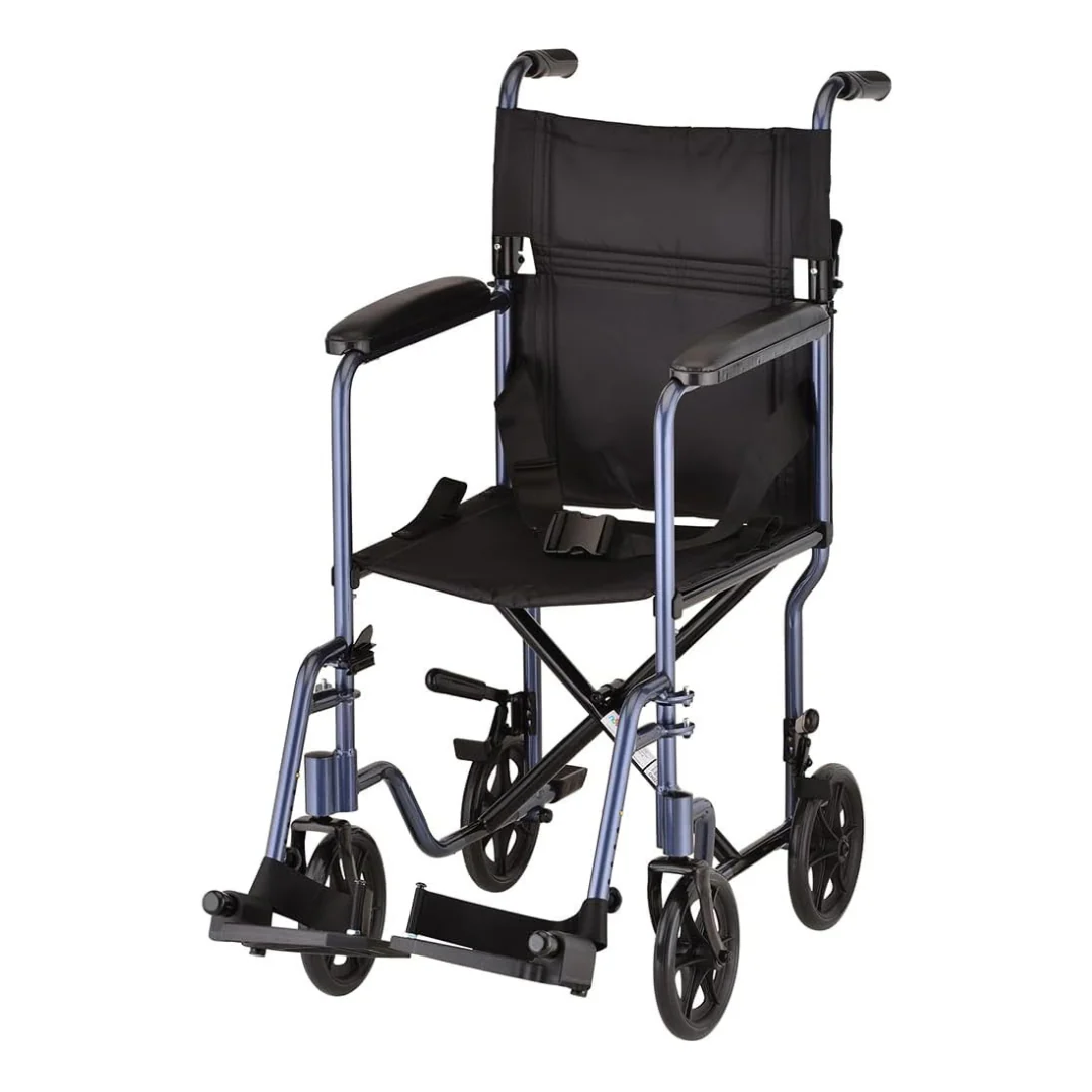Nova Medical Steel Transport Chair - 19" with Swing Away Footrests