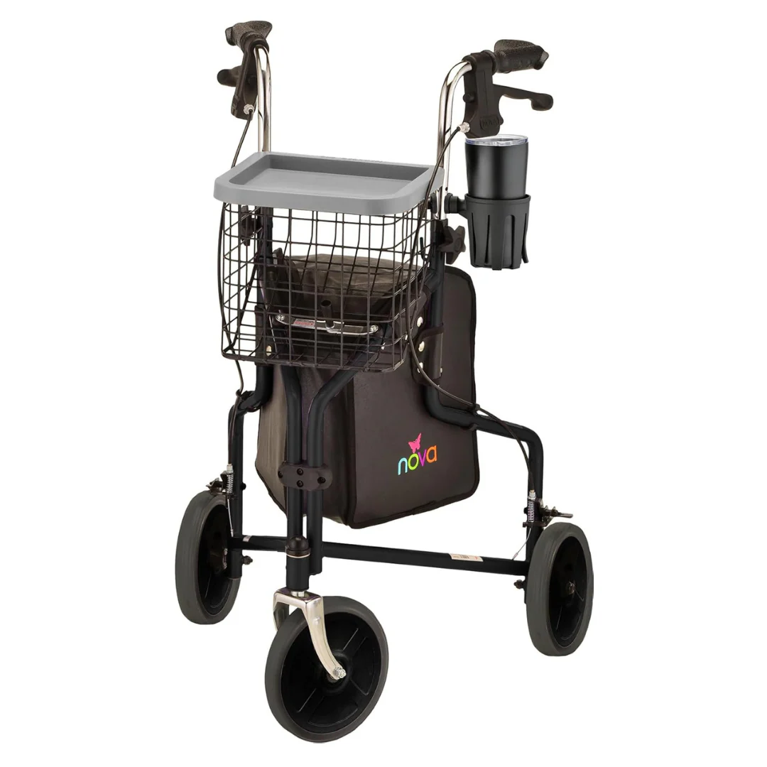 Nova Medical 4900 Traveler 3 Wheel Rollator Walker - All Terrain 8” Wheels - Image 18