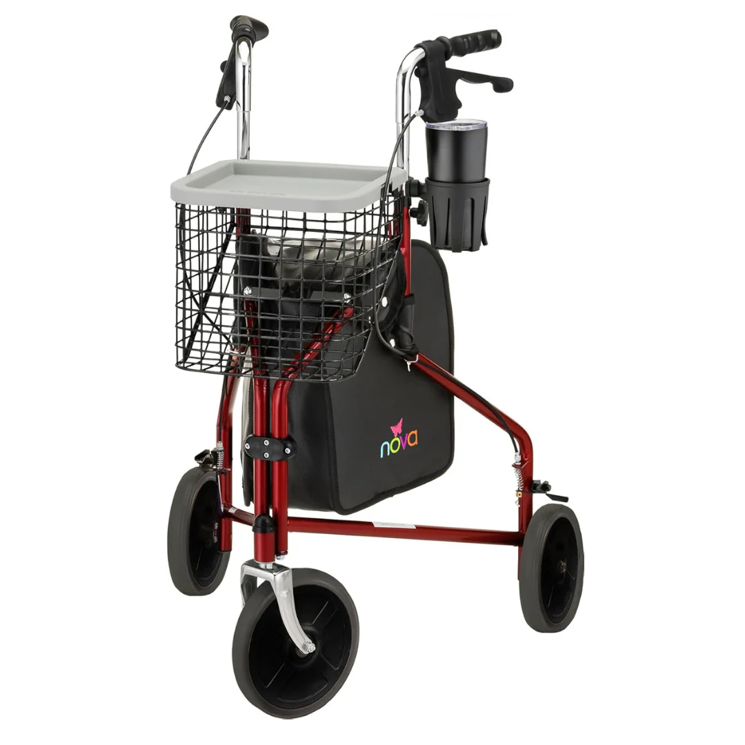 Nova Medical 4900 Traveler 3 Wheel Rollator Walker - All Terrain 8” Wheels - Image 22