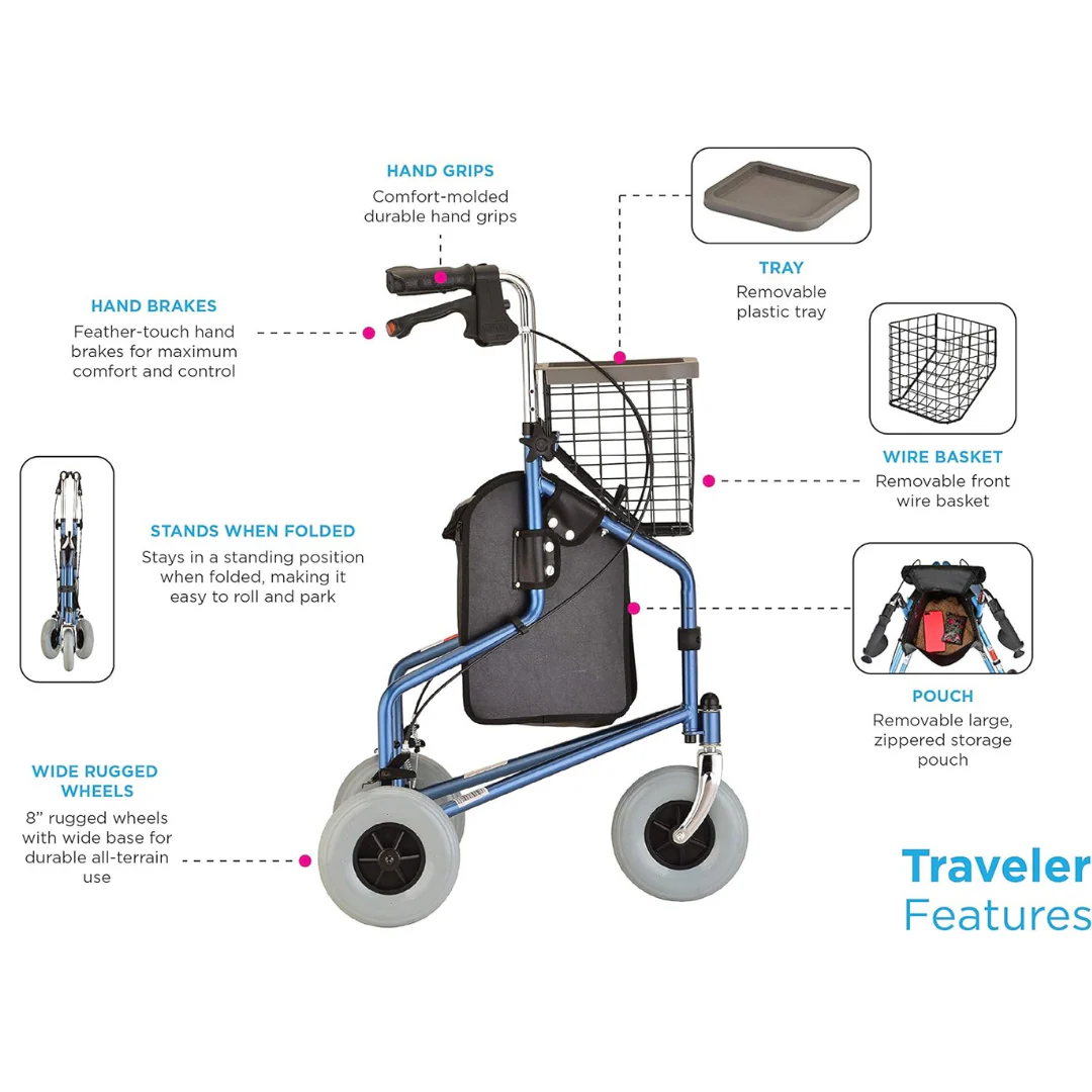 Nova Medical Traveler 3 Wheel Rollator Walker - Open Box - Image 4