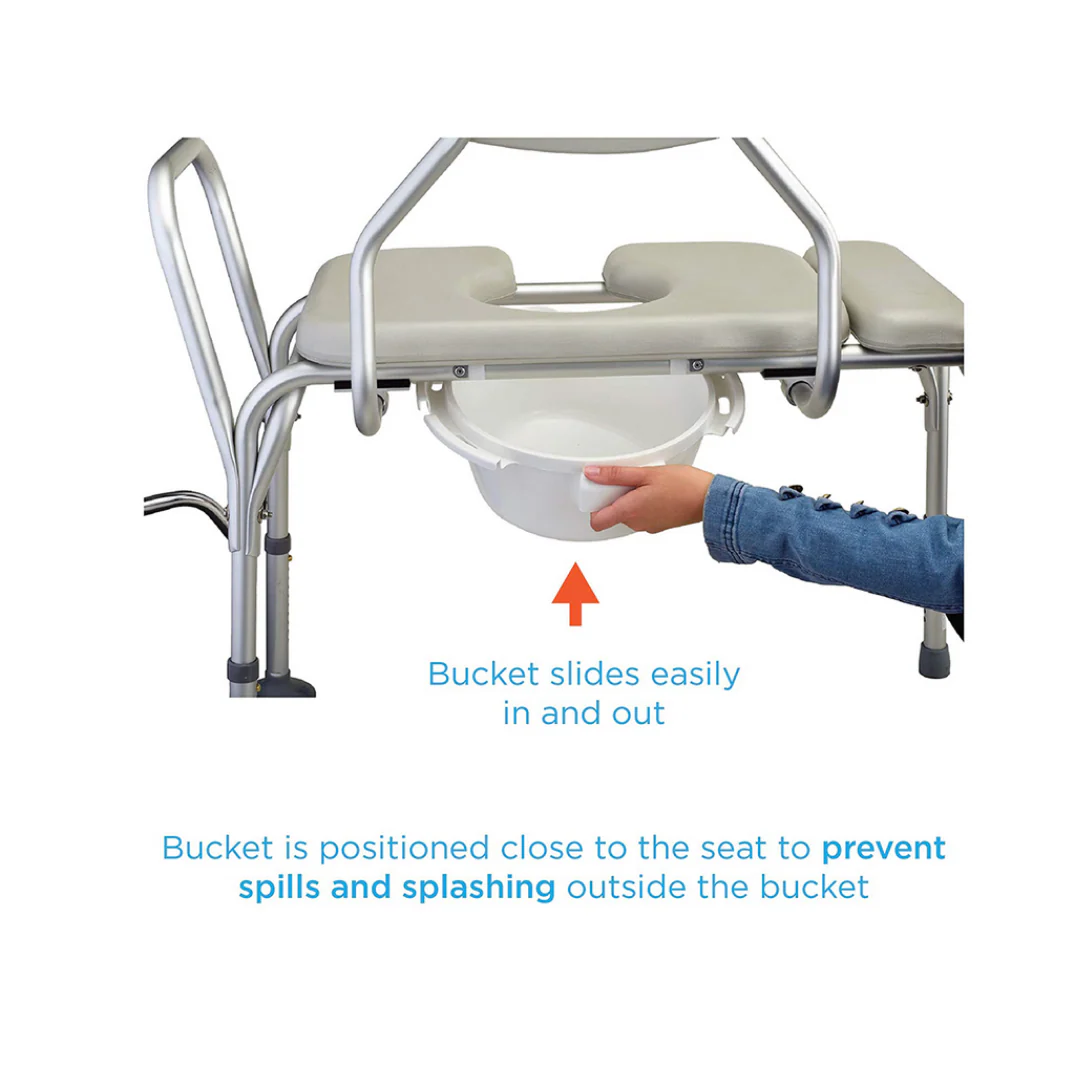 Nova Medical Padded Transfer Bench With Commode With Detachable Back - Image 4