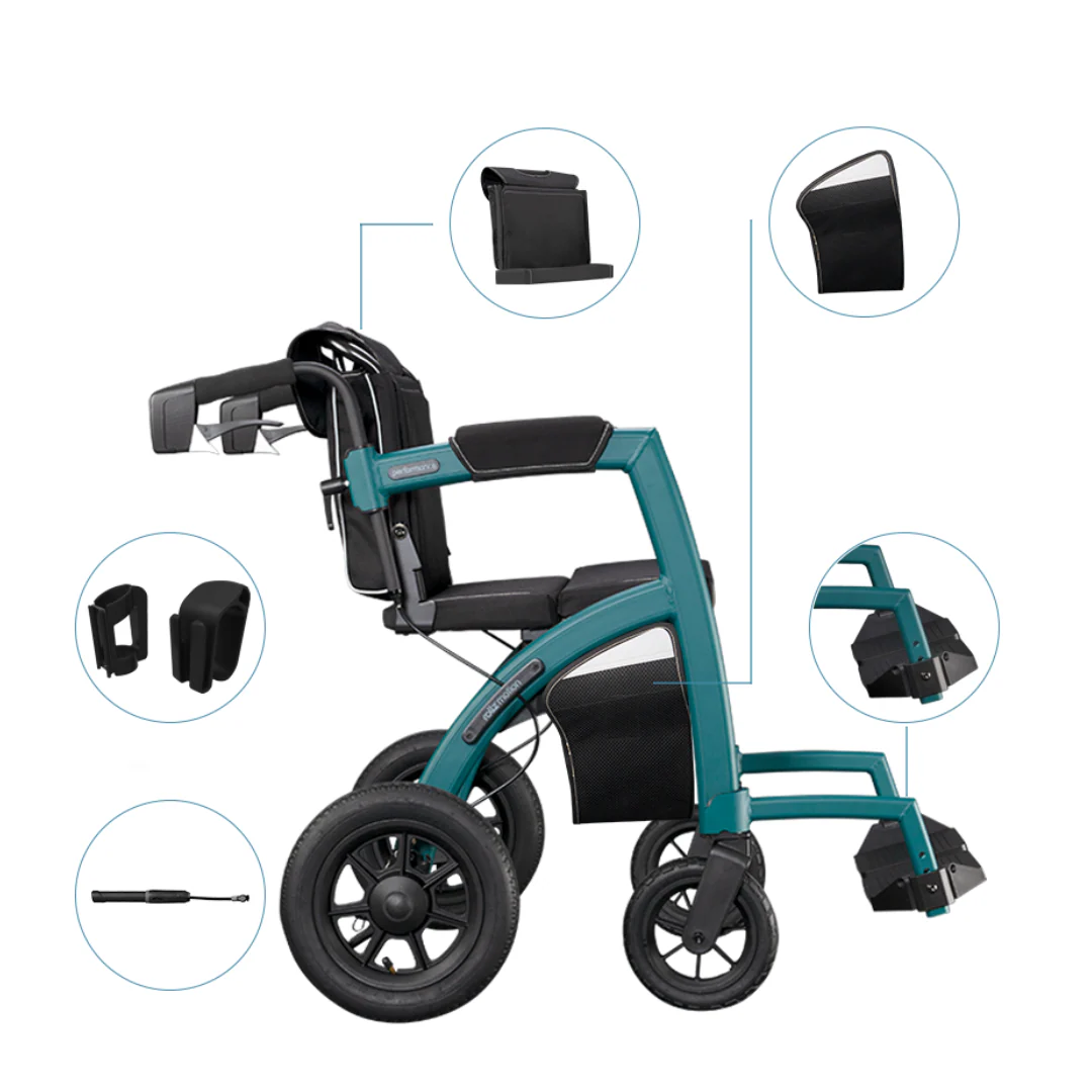 Rollz Motion Performance All-Terrain 2-In-1 Rollator Transport Chair - Image 13