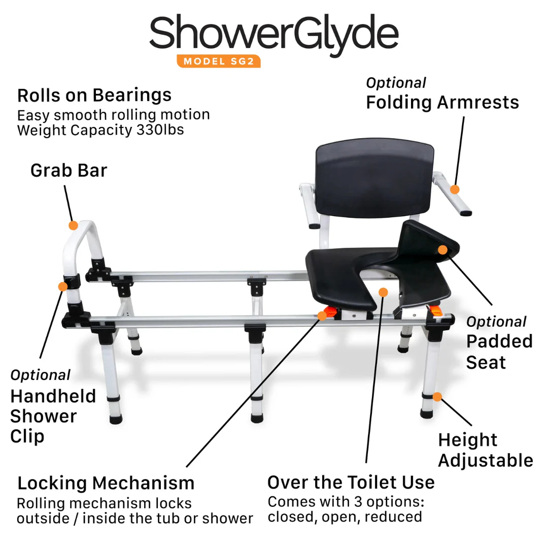 ShowerGlyde SG2 Sliding Transfer Bench for Tub & Toilet Transfers - Image 4