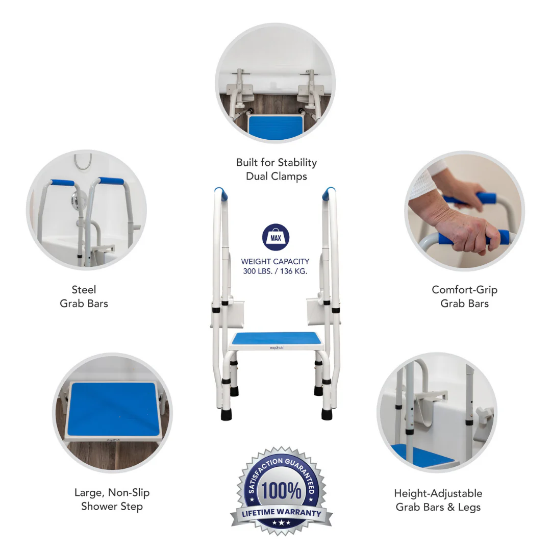 Step2Tub Bathtub Step Stool with Fall Prevention Handles - Image 3