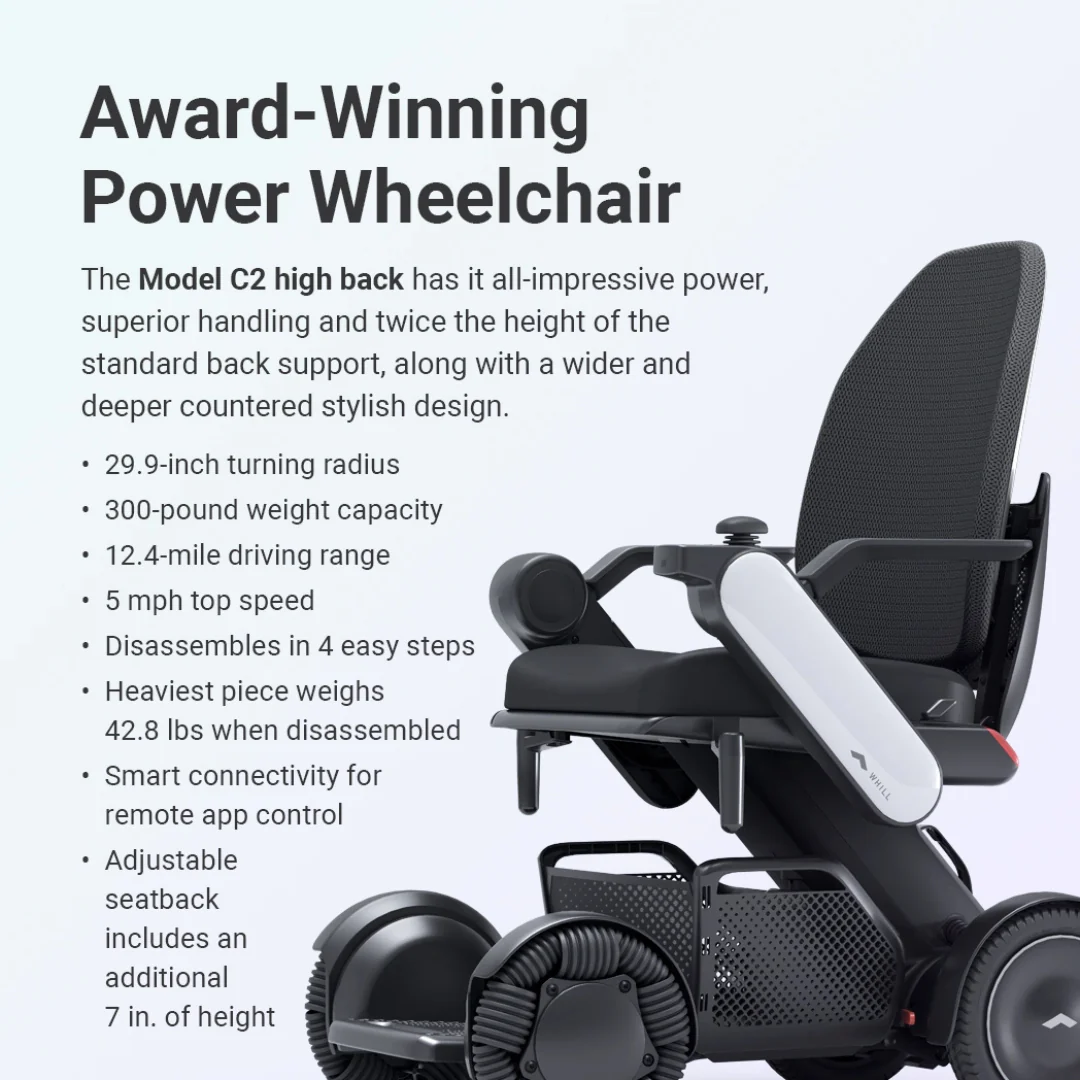 Whill Model C2 High Back Smart Power Chair with RC App Control - Image 3